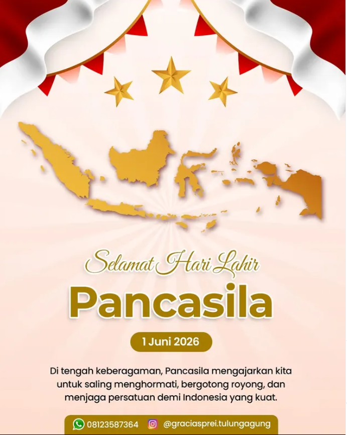 <p>elamat Hari Lahir Pancasila. Pancasila merupaka
